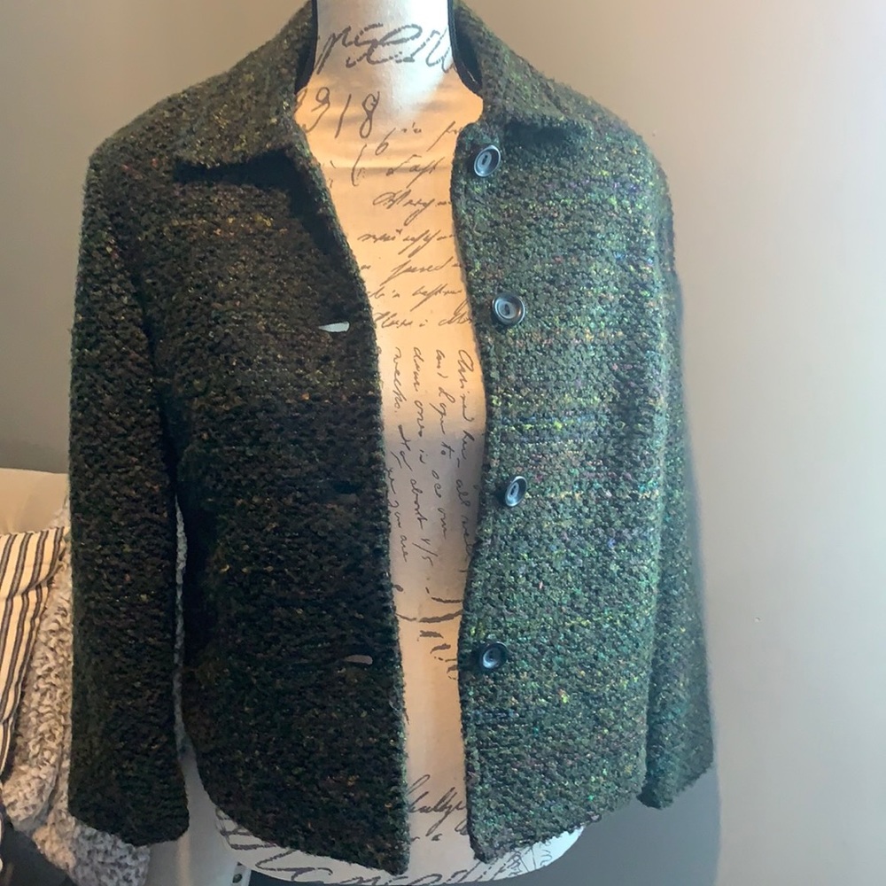 Vintage dark green with pops of color dress jacket